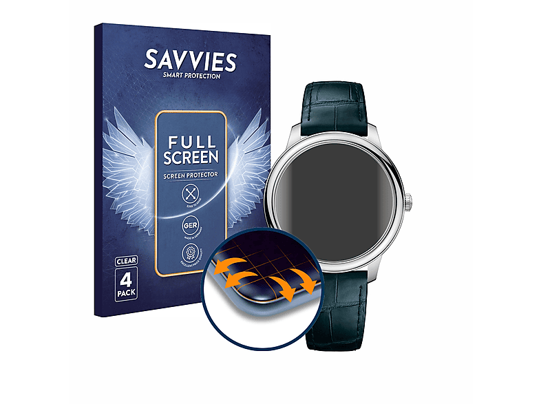 SAVVIES 4x Flex Full-Cover 3D Curved Schutzfolie(für Omega De Ville Prestige (40mm))