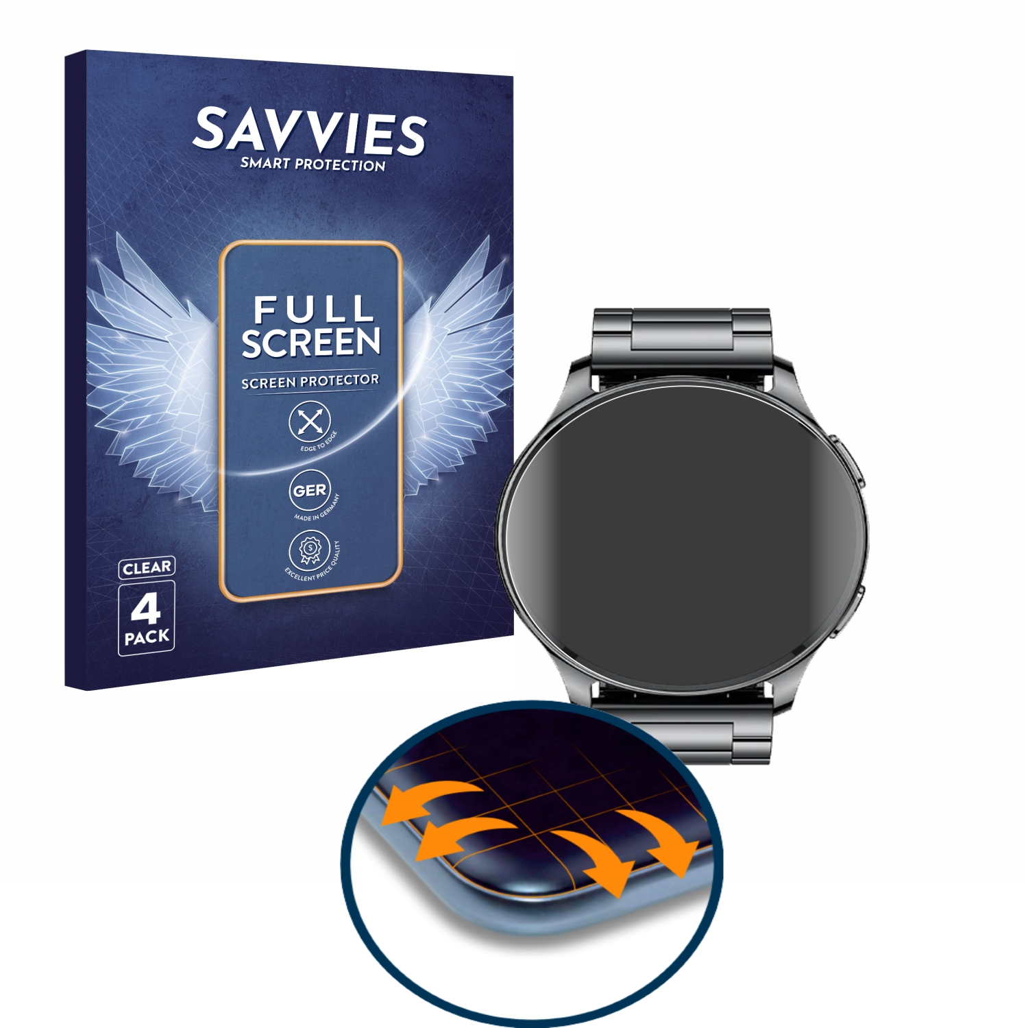 SAVVIES 4x Flex Full-Cover 3R) Curved 3D Amazfit Pop Huami Schutzfolie(für