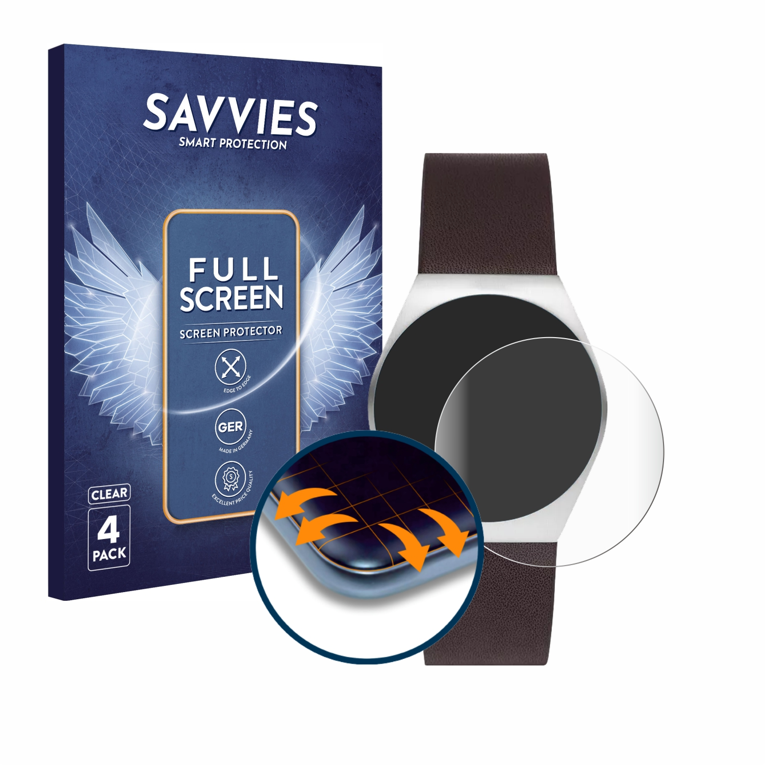 Curved Skagen Grenen Solarwerk) SAVVIES 4x Schutzfolie(für 3D Full-Cover Flex