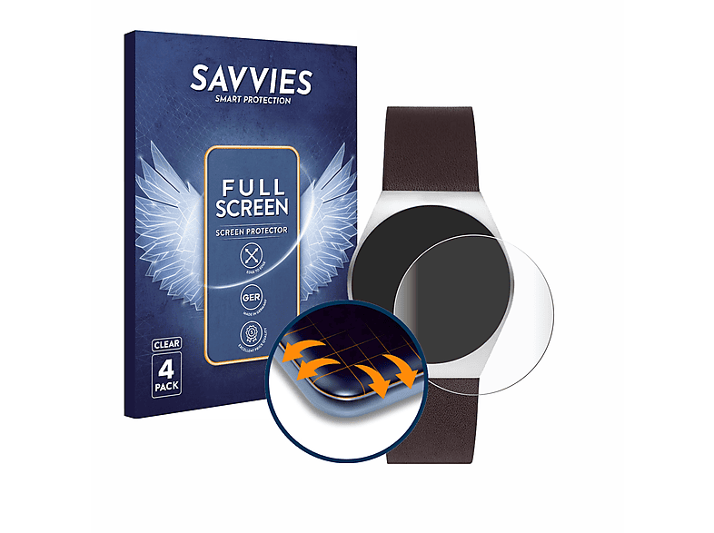 SAVVIES 4x Curved Solarwerk) Grenen Schutzfolie(für Skagen Full-Cover 3D Flex