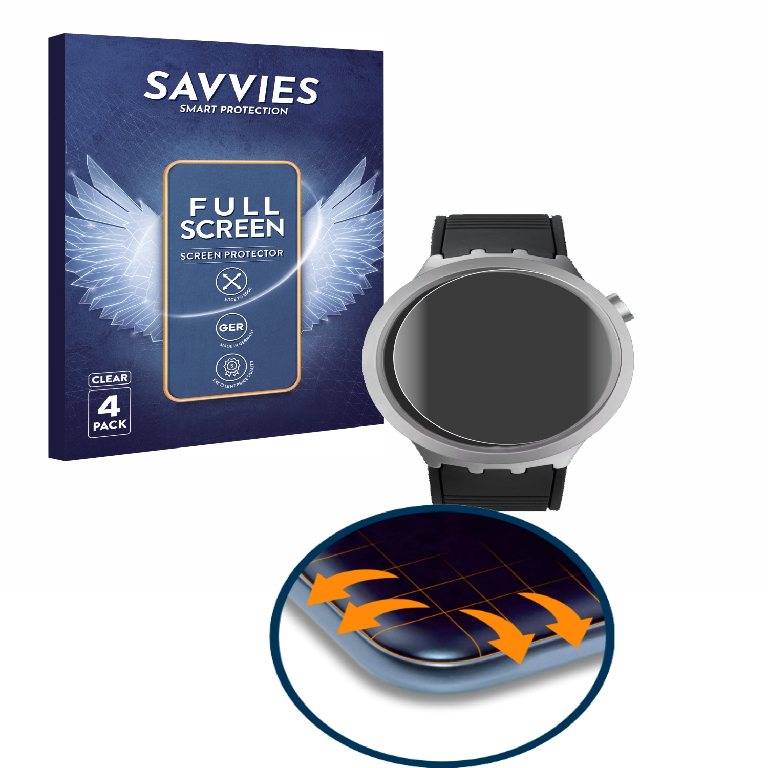 SAVVIES 4x Flex Full-Cover Schutzfolie(für 3D Big Bold Curved Swatch Irony)