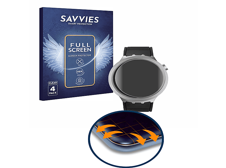 SAVVIES 4x Flex Full-Cover 3D Curved Schutzfolie(für Swatch Big Bold Irony)