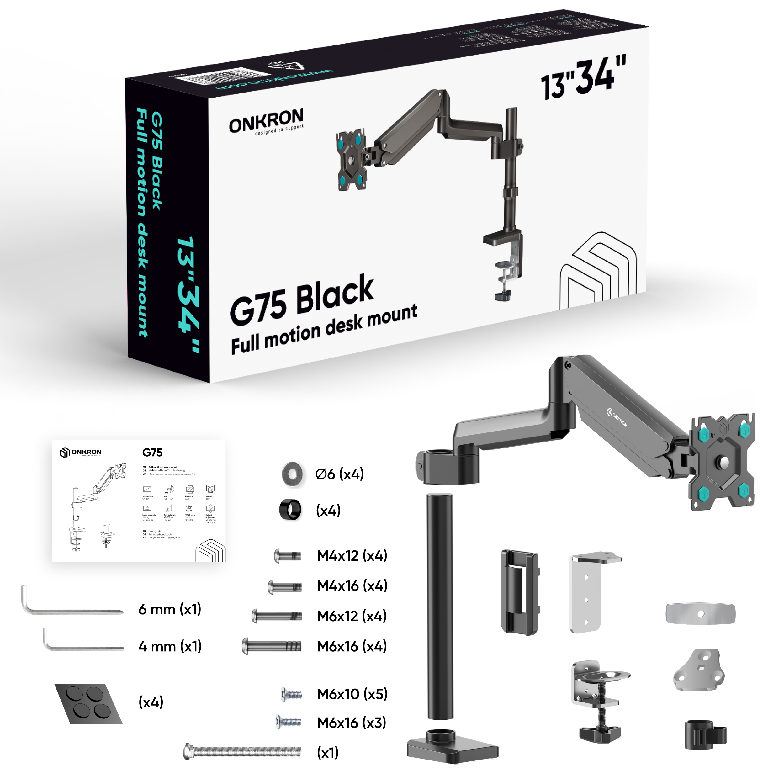 Zoll, schwenkbar, neigbar Halterung 13-34 ONKRON Monitor