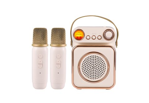 BYTELIKE Bluetooth-Lautsprecher, Drahtlos-Mikrofon,  3-Einheiten-Stereoklang, Lange Akkulaufzeit Bluetooth-Lautsprecher,  Aprikose