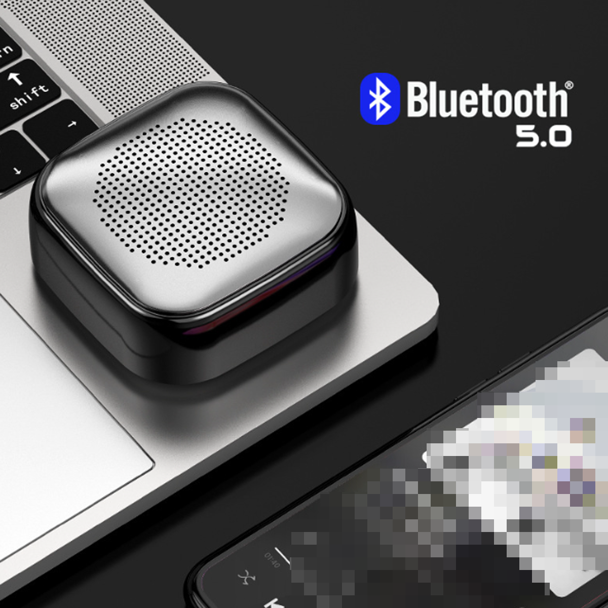 BYTELIKE Kabelloser Bluetooth-Lautsprecher, Mini-Subwoofer, Draußen Tragbar, Schwarz 360°-Panorama-Soundeffekt Bluetooth-Lautsprecher
