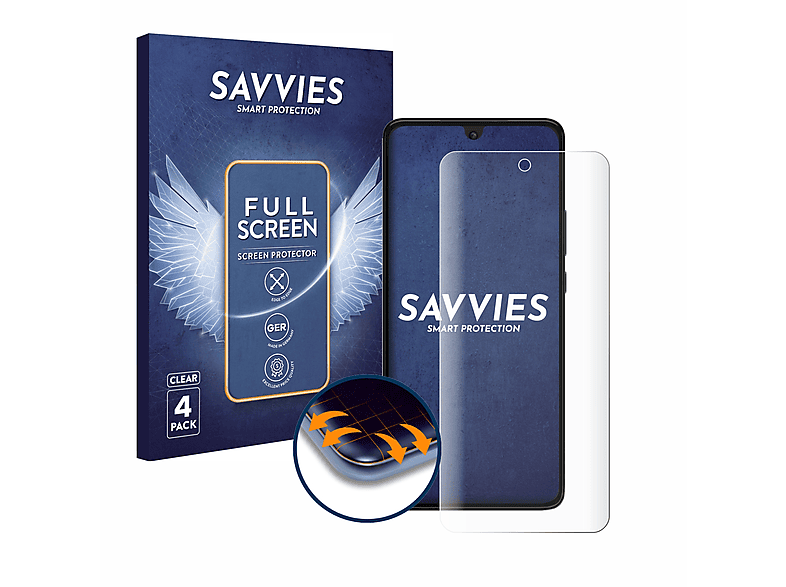 SAVVIES 4x Flex Full-Cover 3D Curved Schutzfolie(für Motorola Moto G84)