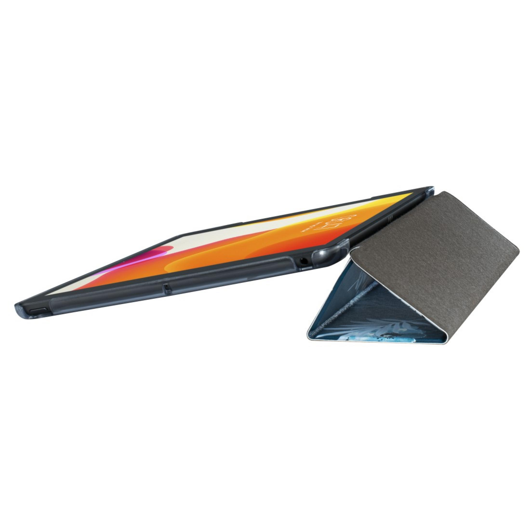 Tablet mit Hülle, angewinkelt. Der Bildschirm zeigt ein farbenfrohes Bild.