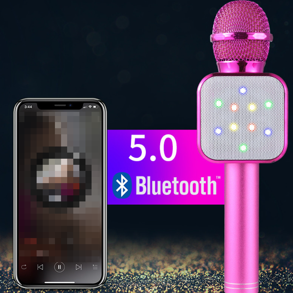 Bluetooth-Mikrofon, Stimmveränderung Kabelloses Schwingspulen-Tonabnehmer, Magische Schwarz Mikrofone BYTELIKE