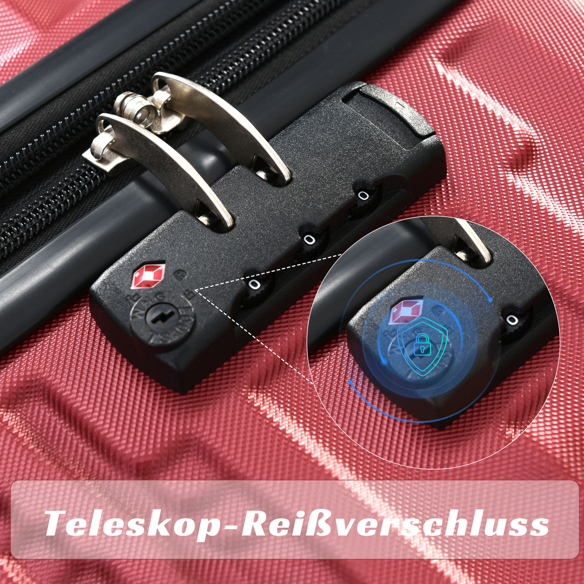 MERAX 033R Hochwertiges 4 Räder TSA-Schloss, Koffer ABS-Gepäck