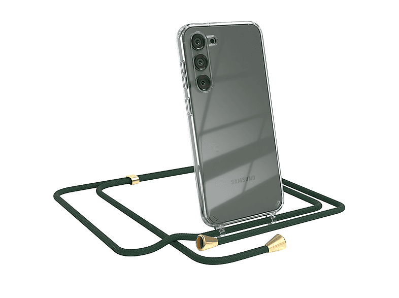 EAZY CASE Cover Plus, Gold Samsung, Umhängeband, Clear Clips / Umhängetasche, mit S23 Galaxy Grün