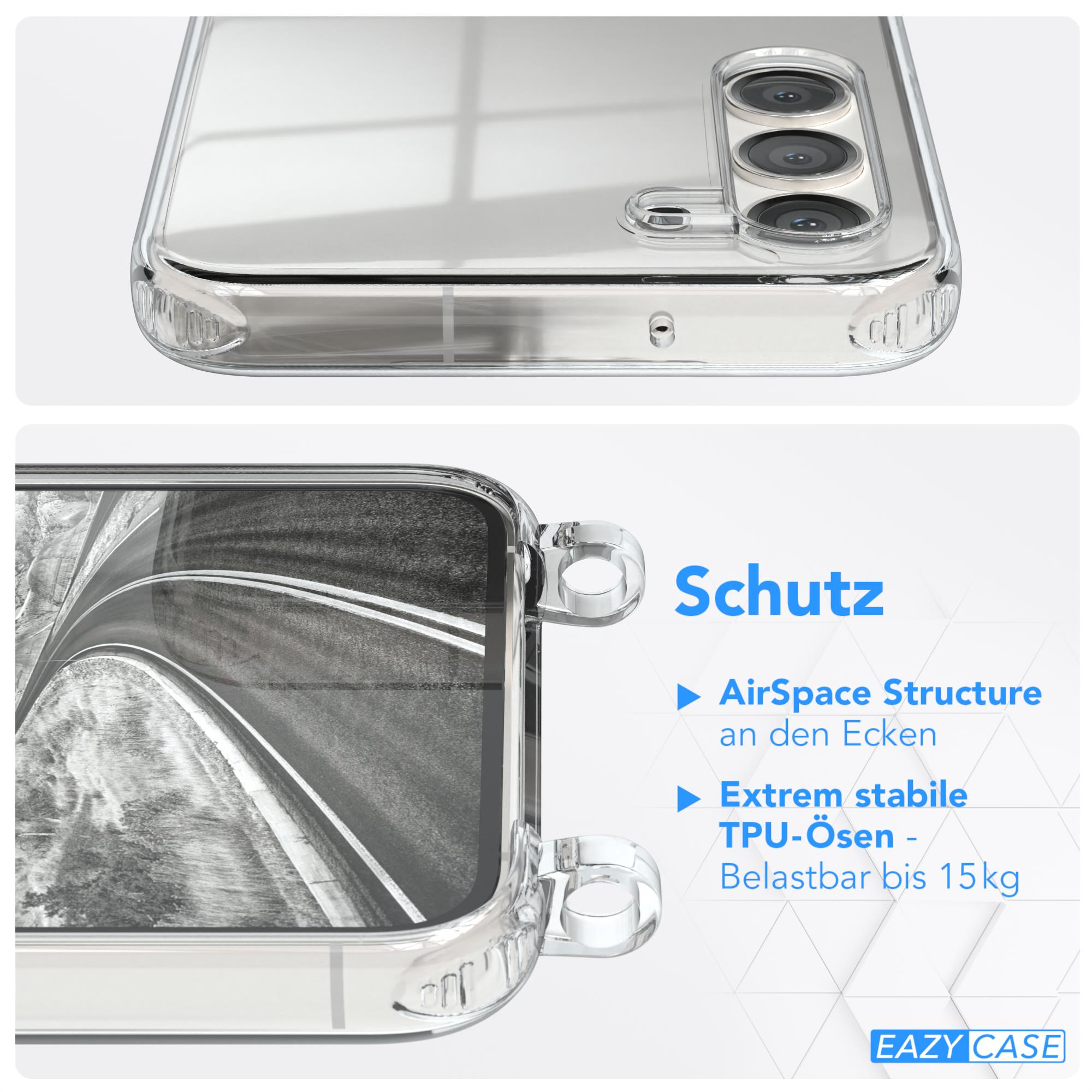 EAZY CASE Clear Samsung, Clips Umhängeband, Plus, S23 mit Umhängetasche, Galaxy Cover / Grau Silber
