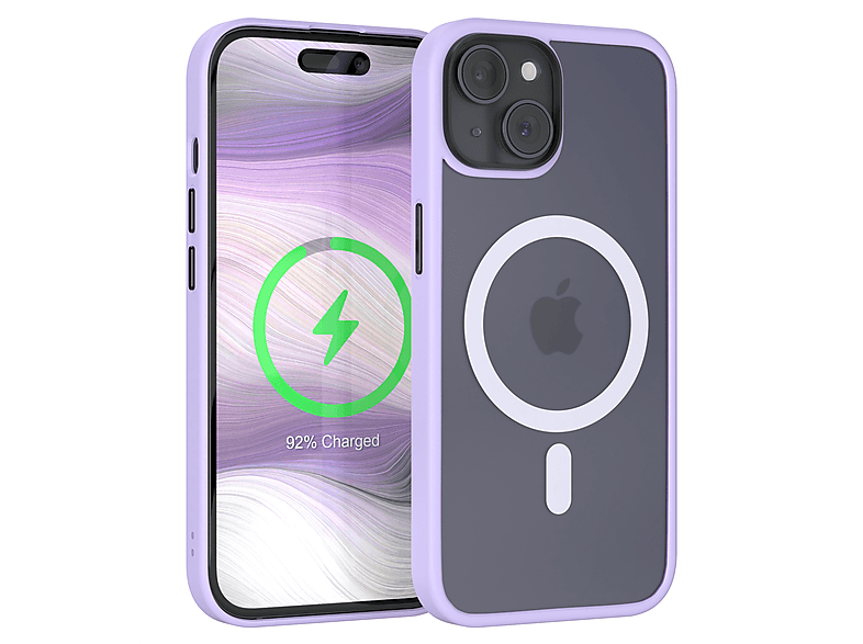 EAZY CASE Outdoor Case iPhone 15, MagSafe, Matt Violett Backcover, mit Apple