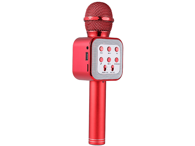 BYTELIKE Kabelloses Bluetooth-Mikrofon, Schwingspulen-Tonabnehmer, Magische Stimmveränderung Mikrofone Rot