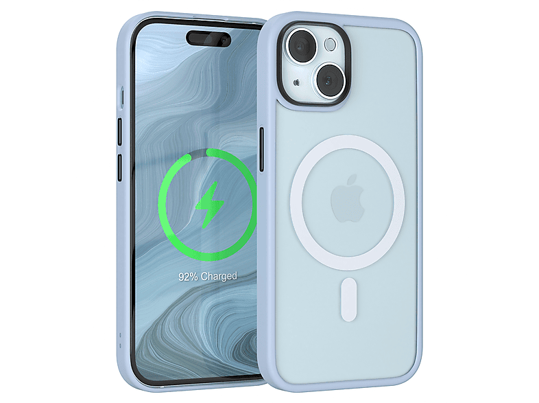 EAZY CASE Outdoor Case Matt Backcover, MagSafe, Blau mit Apple, iPhone 15