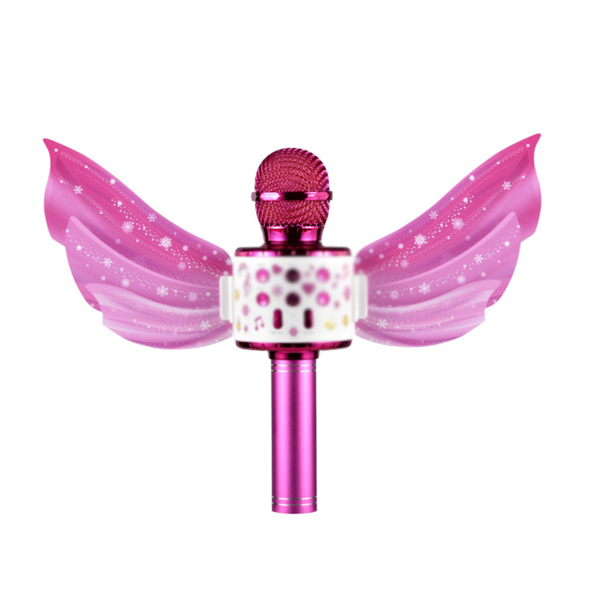 BYTELIKE Drahtloses Rosa Mikrofon Lange DIY-Sticker, Intelligente Geräuschunterdrückung, mit Mikrofone Akkulaufzeit Flügeln