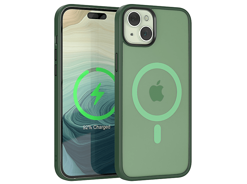 EAZY CASE Outdoor Case Matt mit MagSafe, Backcover, Apple, iPhone 15 Plus, Grün