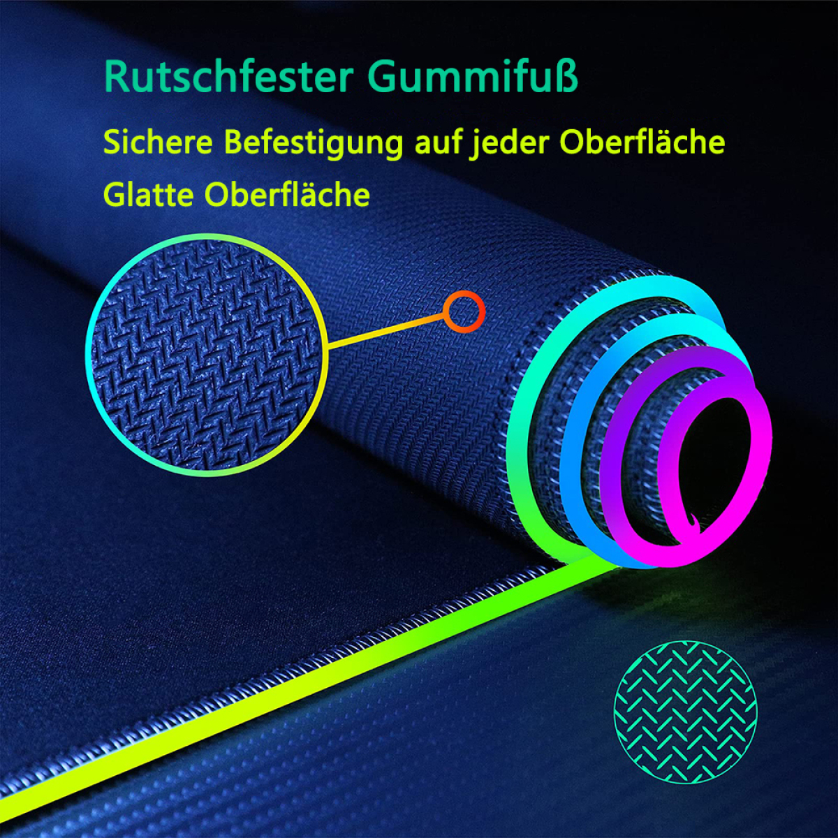 Mauspad mit rutschfesten Eigenschaften. Schichten sind detailliert sichtbar.