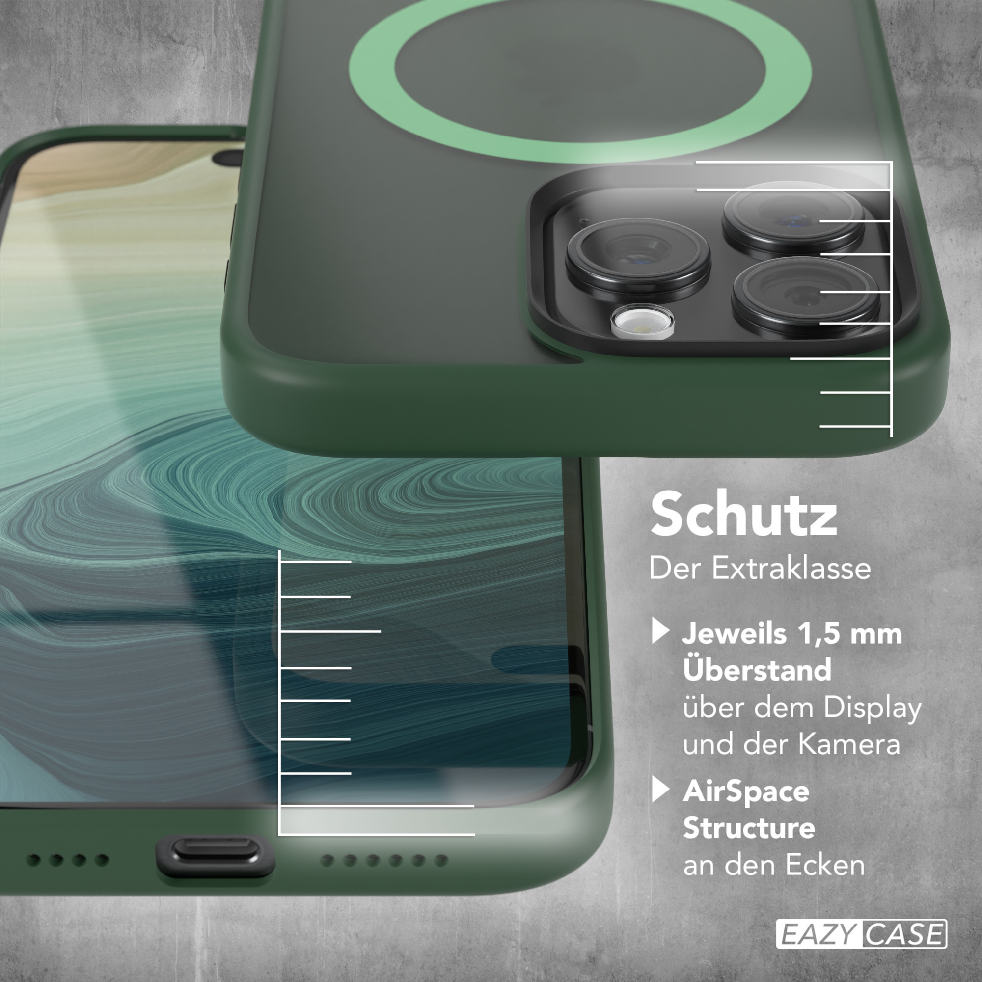 Grün iPhone CASE Max, Apple, MagSafe, 15 mit Outdoor Pro EAZY Matt Case Backcover,
