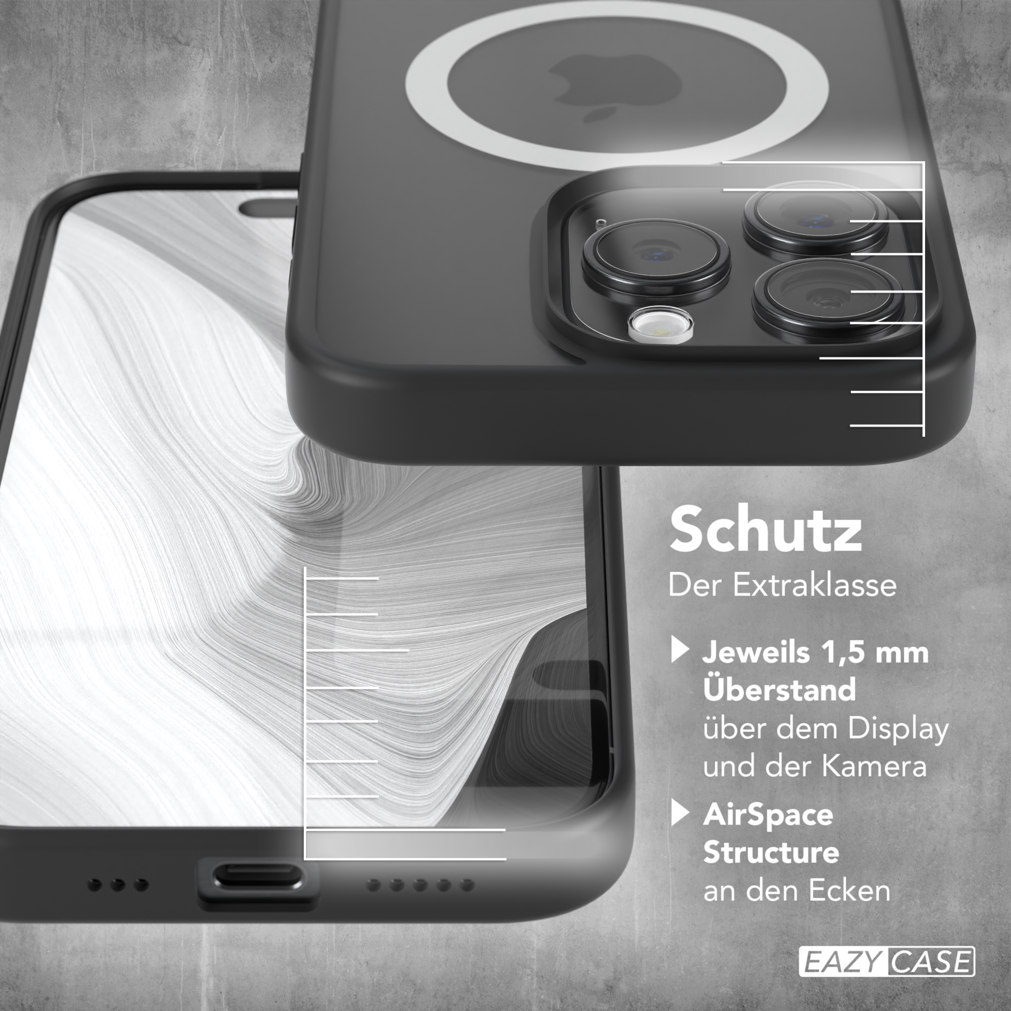 MagSafe, iPhone Outdoor Matt EAZY Schwarz 15 Apple, Backcover, Pro, Case CASE mit