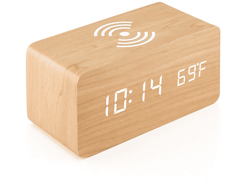 ELKUAIE LED-Digitaluhr aus Holz Wecker