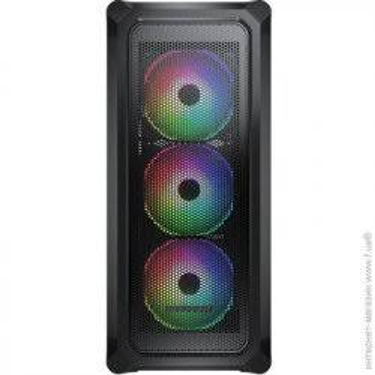 Case per computer nero con tre ventole RGB. Pannello frontale in mesh per un flusso d'aria ottimale.