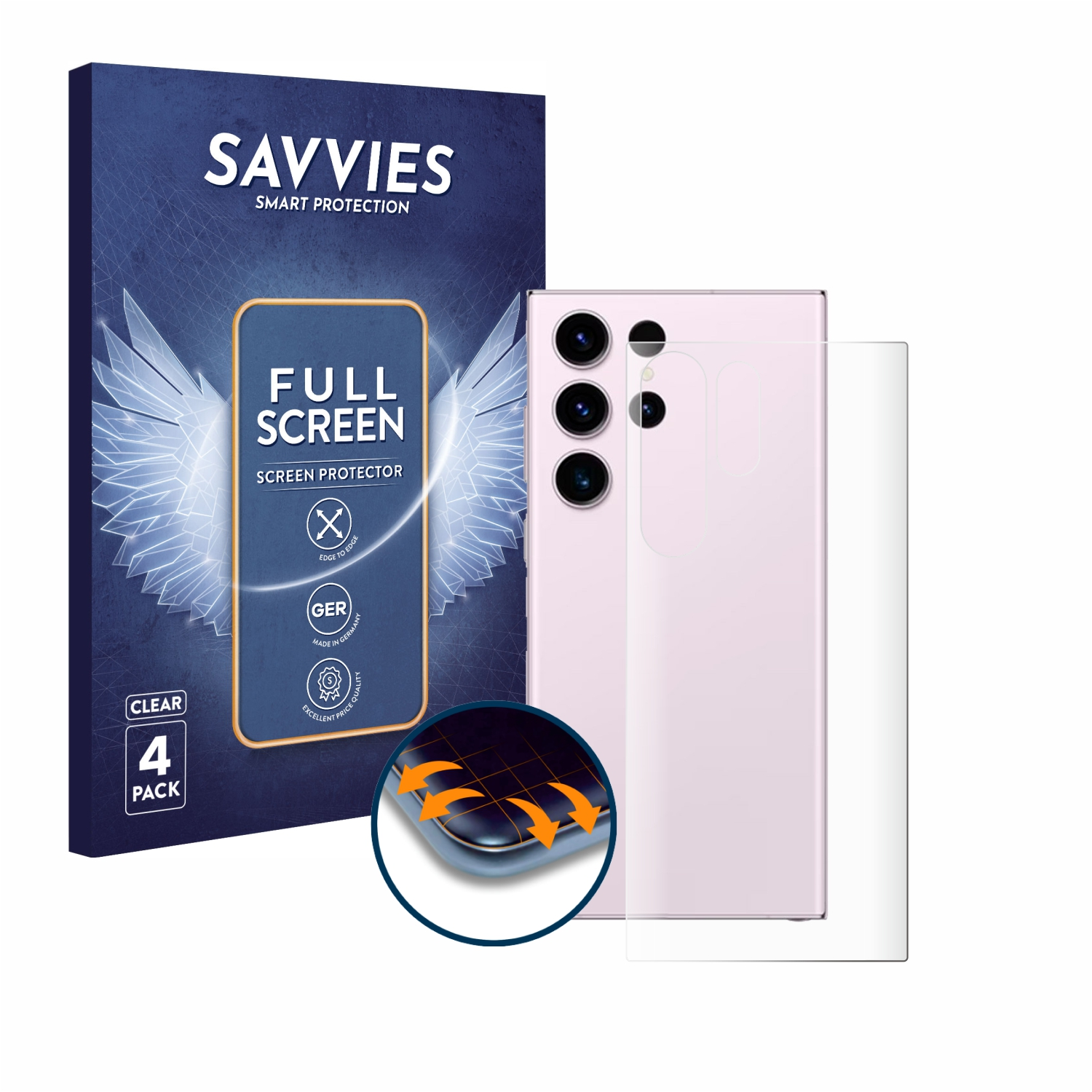 SAVVIES 4x Flex Schutzfolie(für Ultra Samsung 3D S23 Enterprise Full-Cover Curved Galaxy Edition)