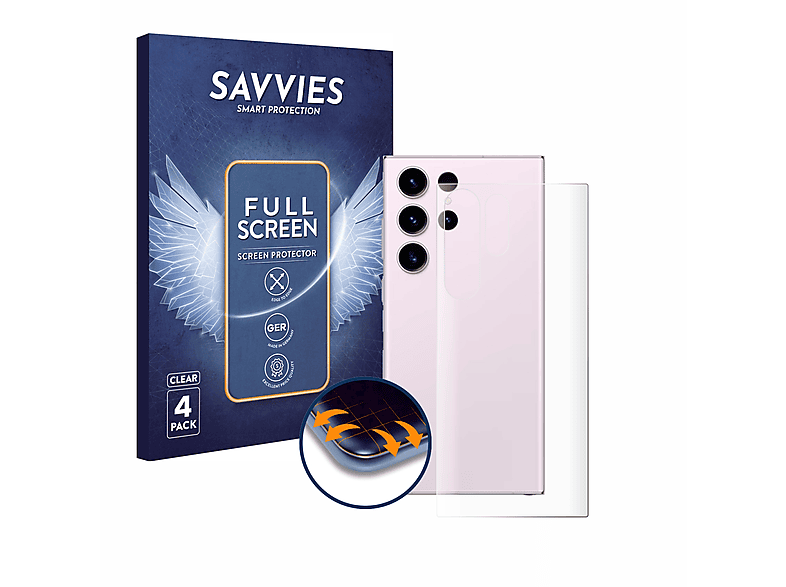 SAVVIES 4x Full-Cover Edition) 3D Flex Curved Samsung Galaxy Enterprise Schutzfolie(für Ultra S23