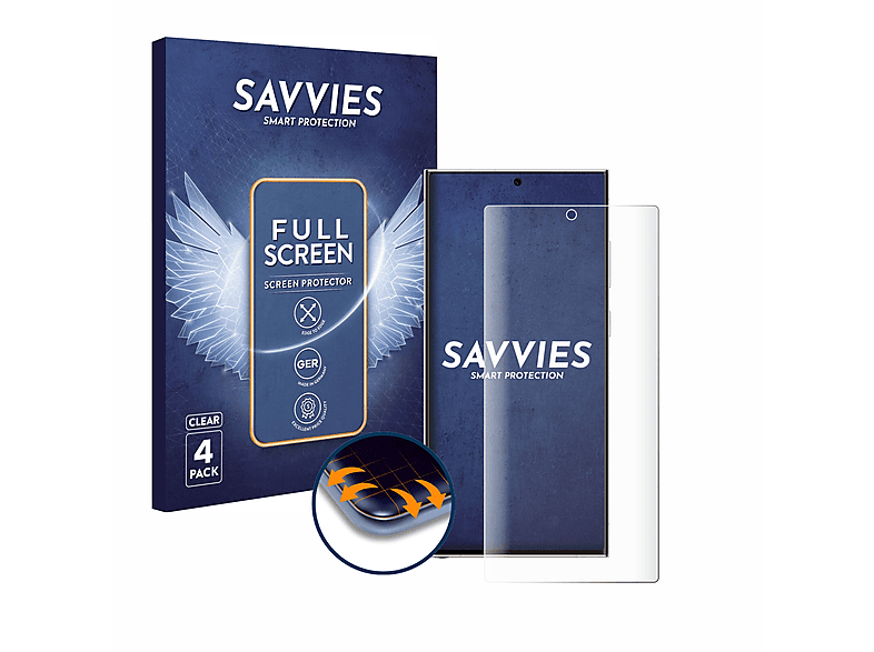 Ultra S23 3D Edition) 4x SAVVIES Flex Galaxy Curved Full-Cover Schutzfolie(für Enterprise Samsung