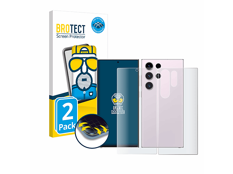 BROTECT 2x Flex matt Full-Cover 3D Curved Schutzfolie(für Samsung Galaxy S23 Ultra Enterprise Edition)