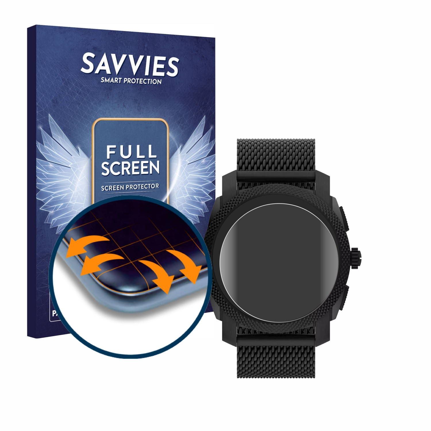 SAVVIES 4x Flex Schutzfolie(für Machine Full-Cover Curved 3D Hybrid Fossil Gen 6)