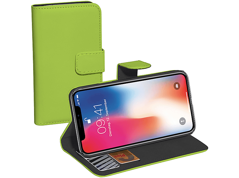 PEDEA Classic, Bookcover, iPhone Bookstyle Grün Apple, X/Xs,