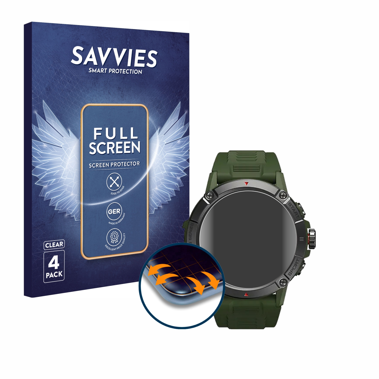 SAVVIES 4x Flex Full-Cover 3D Ares Zeblaze Schutzfolie(für Curved 3)