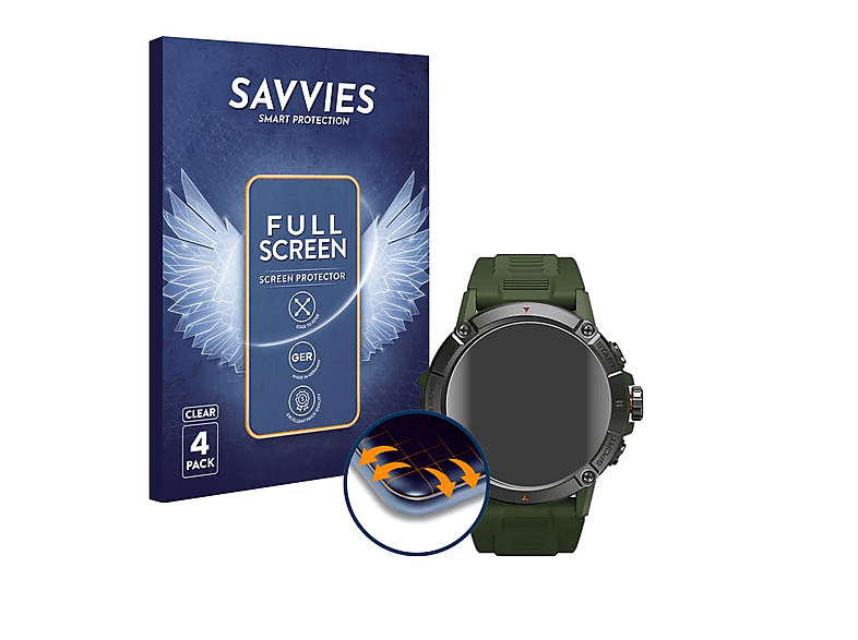 SAVVIES 4x Zeblaze 3) Schutzfolie(für Ares Flex Full-Cover 3D Curved