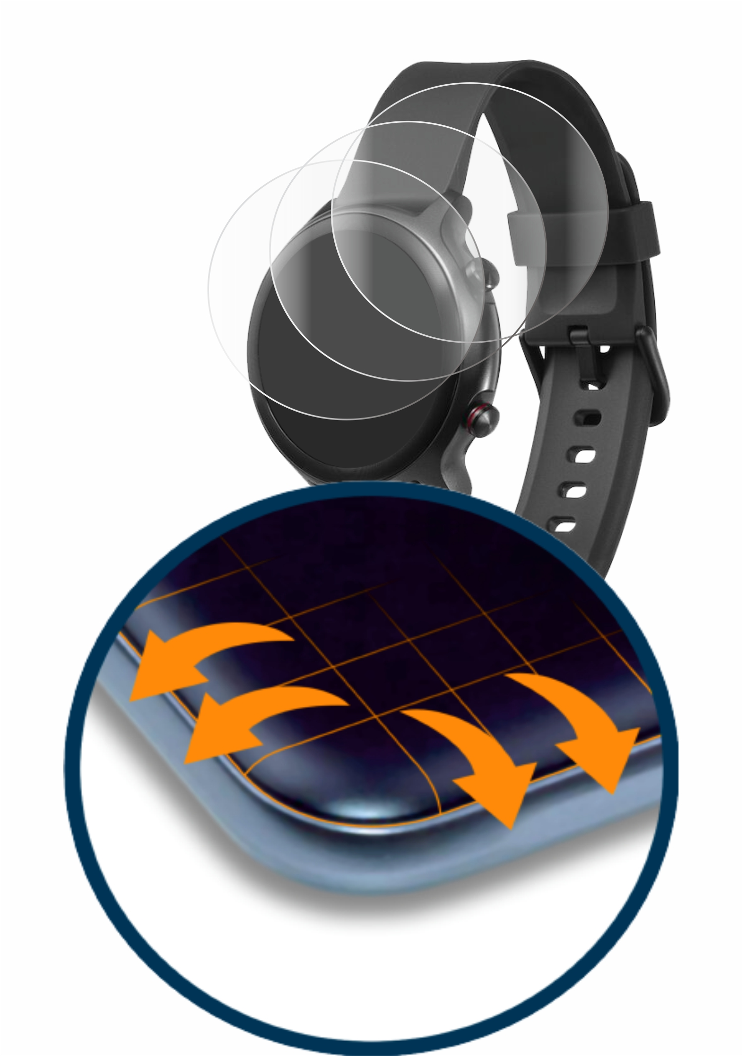 SAVVIES 4x Flex Full-Cover Watch) Schutzfolie(für 3D Doro Curved