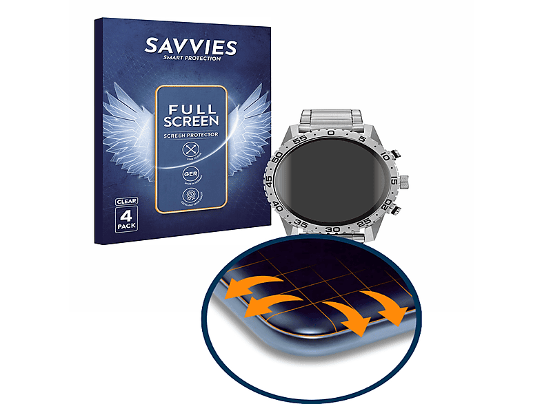 SAVVIES 4x Flex Full-Cover 3D Curved Schutzfolie(für Citizen Gen-2 CZ Smart)