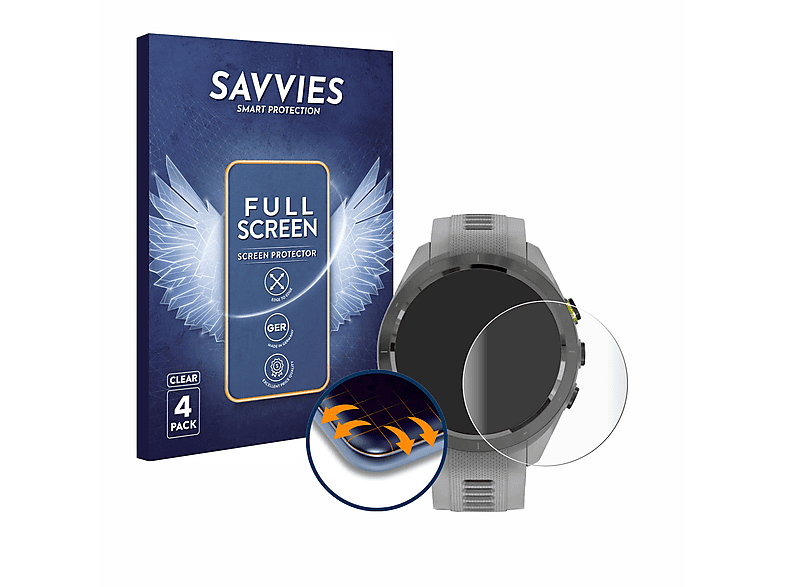 SAVVIES 4x Garmin Schutzfolie(für Full-Cover 3D mm)) (42 Approach S70 Curved Flex
