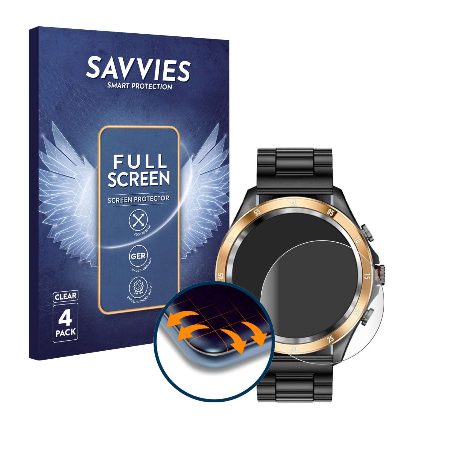 SAVVIES 4x Curved Flex Schutzfolie(für LIGE Full-Cover AS-ST2A) 3D