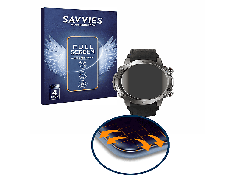 SAVVIES Curved Flex Full-Cover Amazfit Huami Schutzfolie(für 4x Falcon) 3D