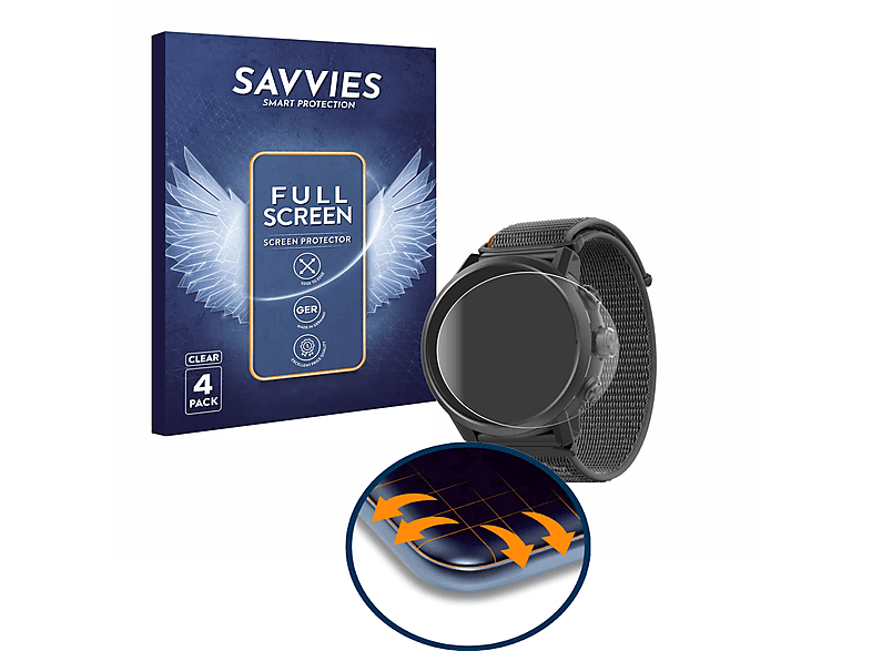 SAVVIES 4x Flex Full-Cover 3D Curved Schutzfolie(für Coros Apex 2)