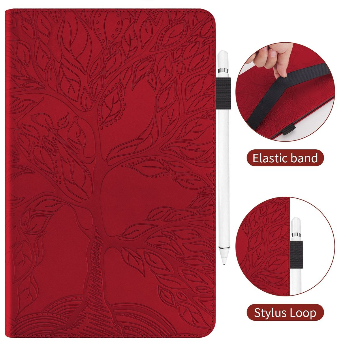 Zoll, Tasche WIGENTO Lenovo, Baum Rot Bookcover, Aufstellbare Motiv, 12.7 Kunst-Leder Tab P12
