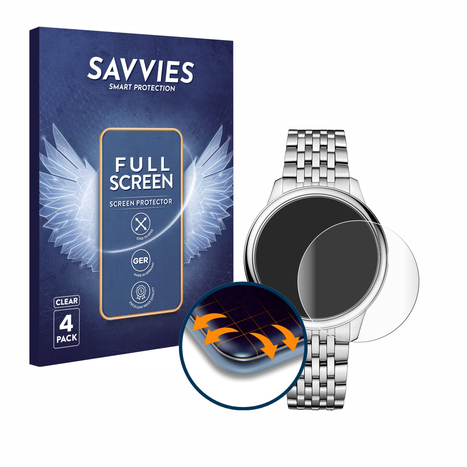 SAVVIES 4x Flex Full-Cover 3D De (41 Ville Prestige Schutzfolie(für Omega Curved mm))