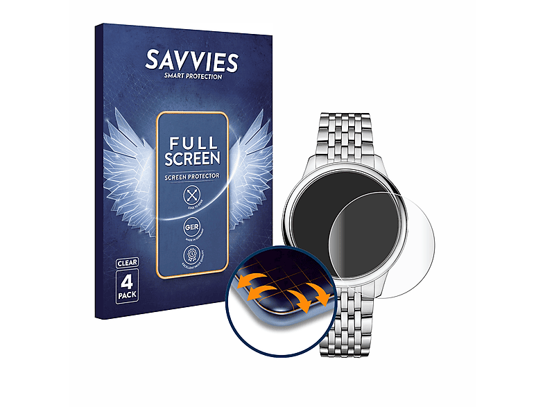 SAVVIES 4x Flex Full-Cover 3D Curved Schutzfolie(für Omega De Ville Prestige (41 mm))