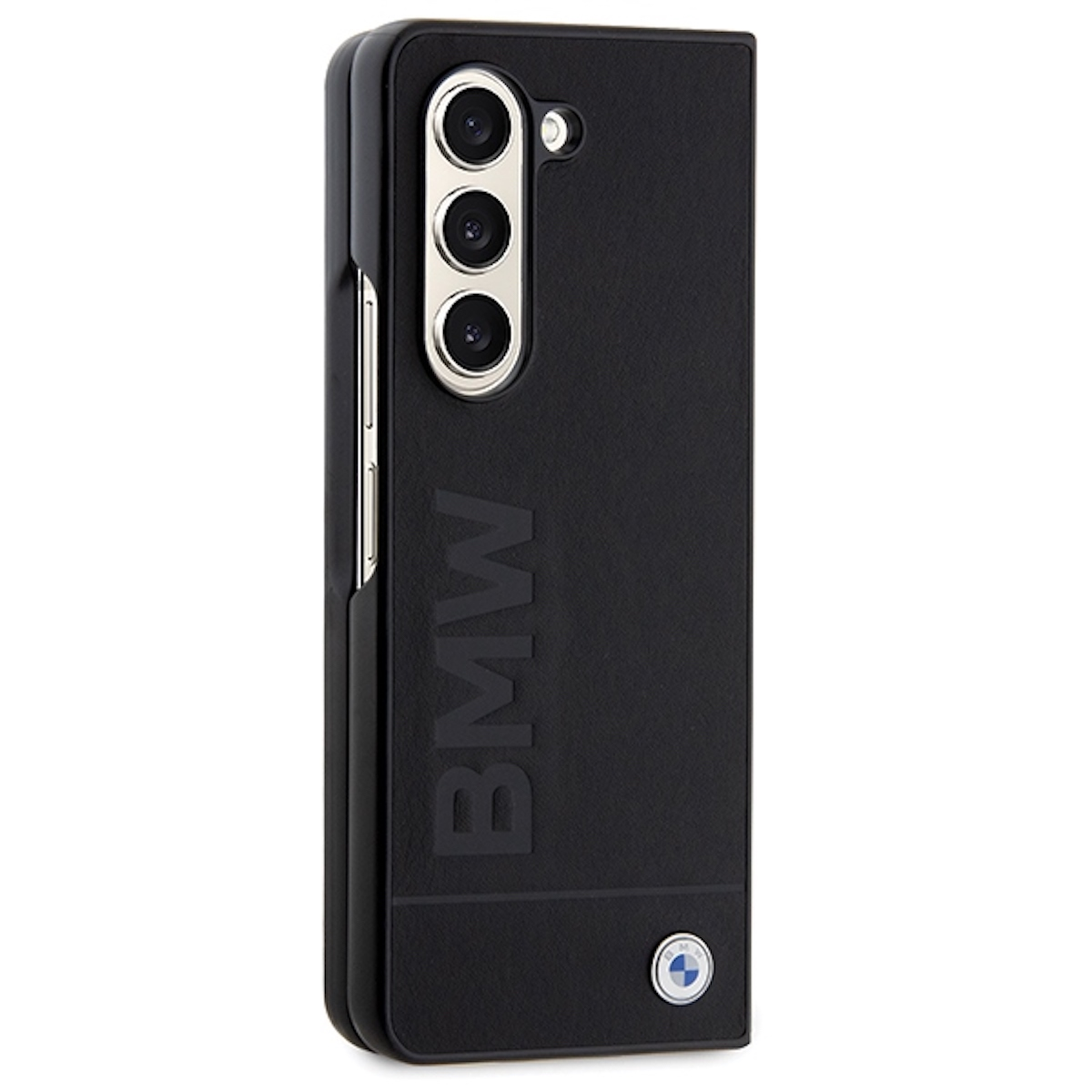 Custodia per telefono nera con il logo BMW. La custodia è nera.