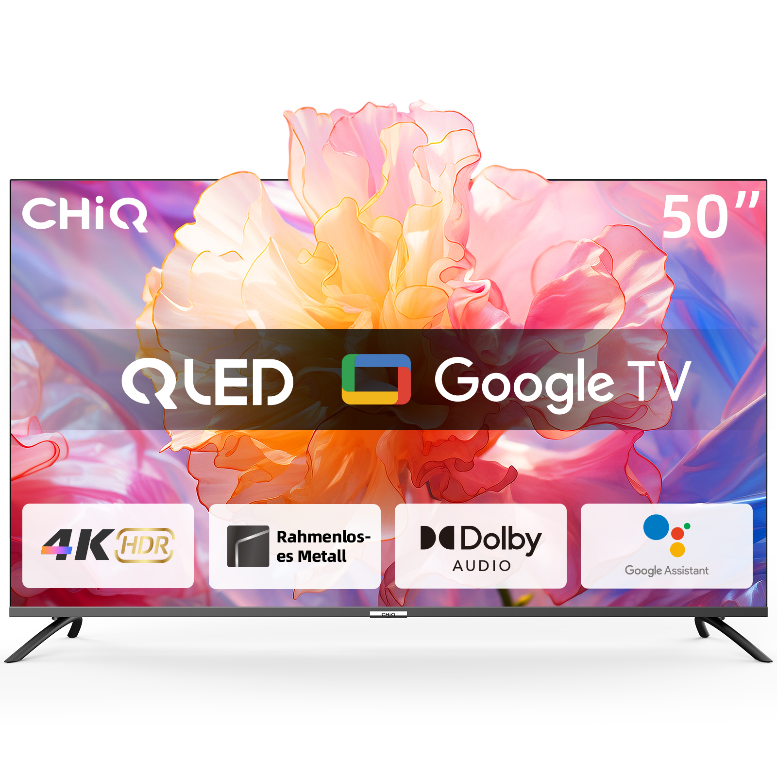 CHIQ U50QM8G QLED (Flat, QLED cm, Google 127 TV) SMART / 4K, Zoll TV, TV 50
