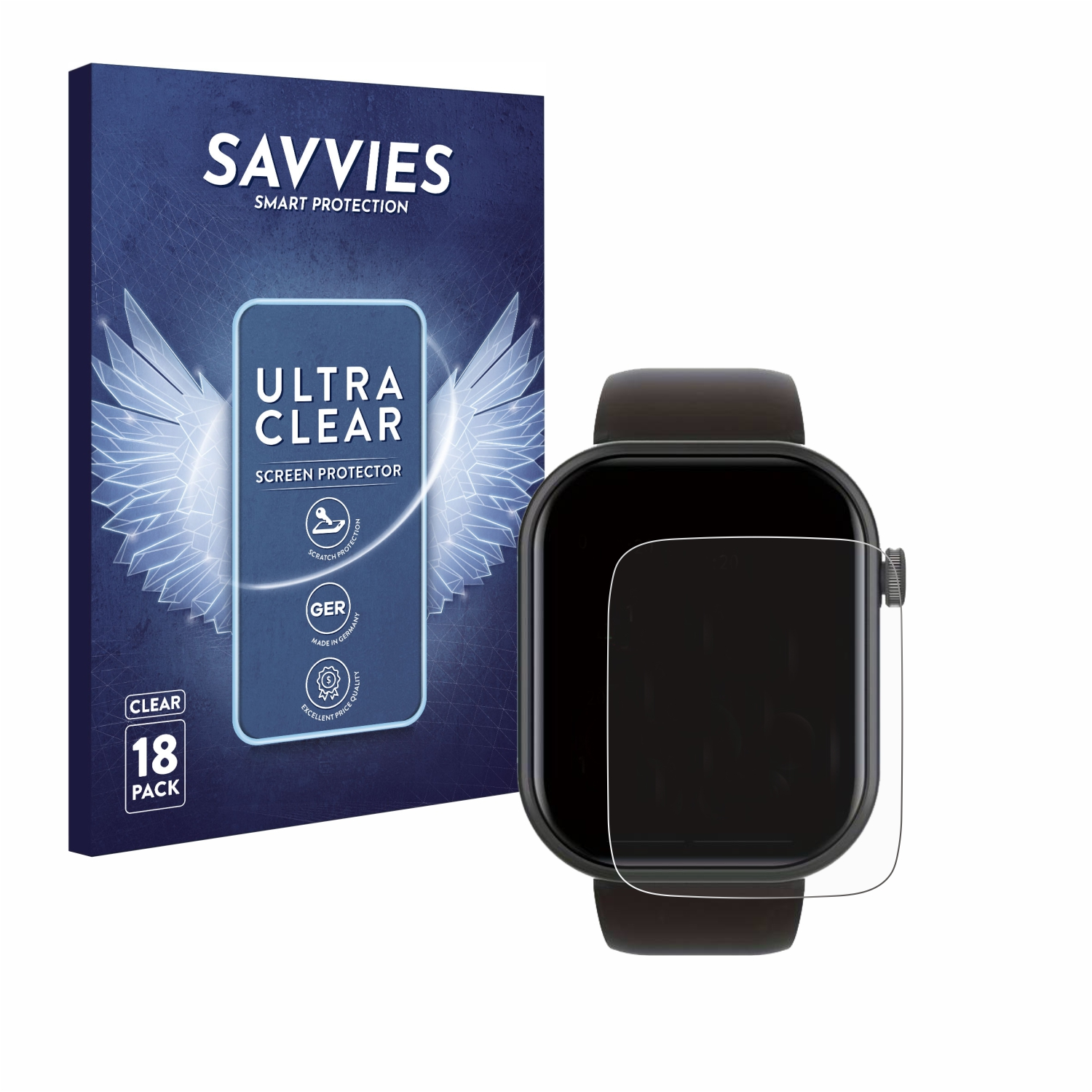 SAVVIES 18x klare Schutzfolie(für Smartwatch 1.8\