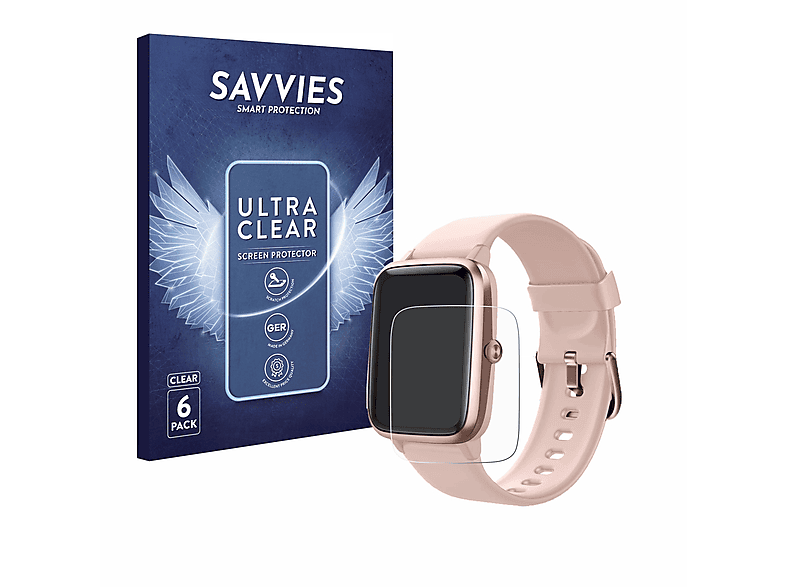 SAVVIES 6x klare Schutzfolie(für Fitpolo Smartwatch 207 1.3\