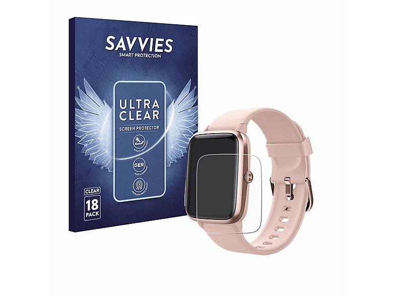 SAVVIES 18x klare Schutzfolie(für Fitpolo Smartwatch 207 1.3\