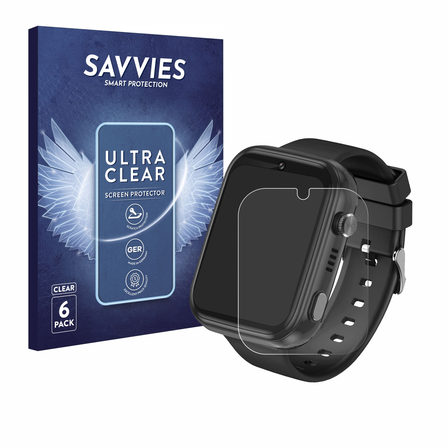 SAVVIES 6x klare Schutzfolie(für Okyuk 4G Smartwatch) Kids