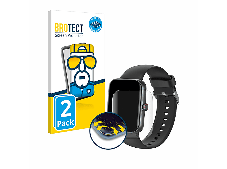 BROTECT 2x Flex Full-Cover 3D Curved Schutzfolie(für Pthtechus S80K) | Smartwatch Schutzfolien & Gläser