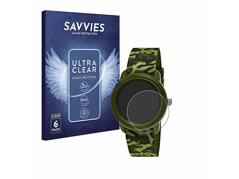 SAVVIES 6x klare Schutzfolie(für Pure Time Kids Watch) | Smartwatch Schutzfolien & Gläser